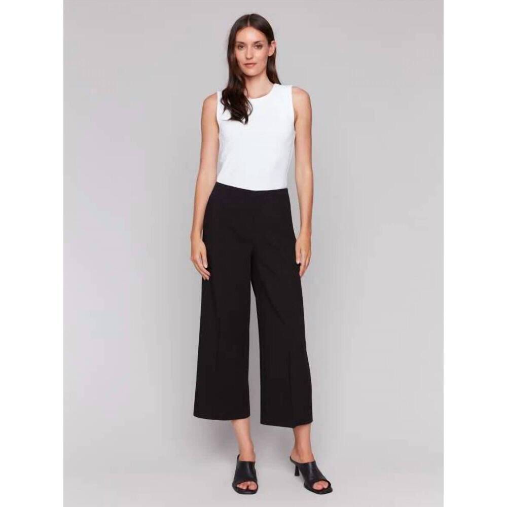 NEW CHARLIE B wide leg pants with side zippers in black